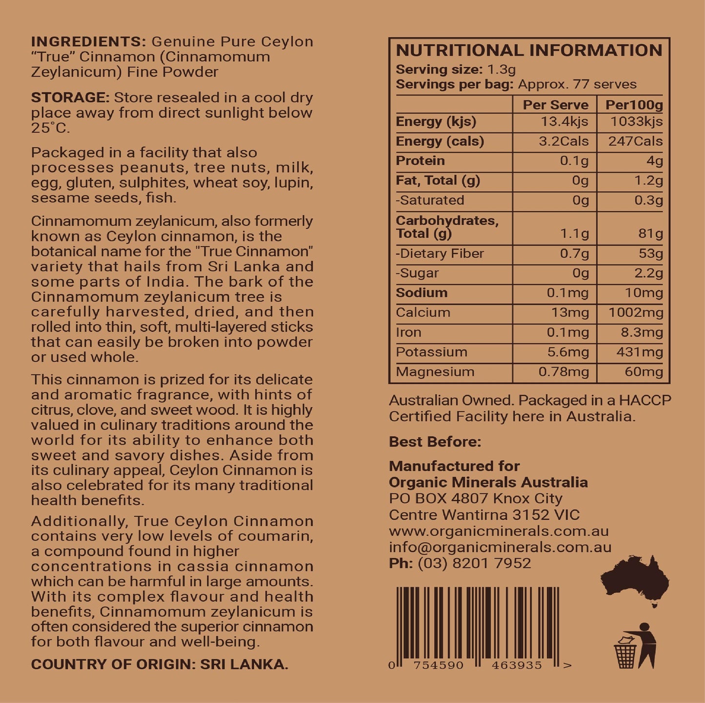 True Ceylon Cinnamon Powder Refill Pack 45g+100g