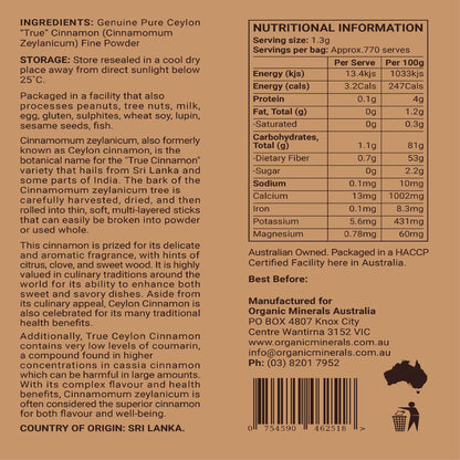 Organic True Ceylon Cinnamon Powder