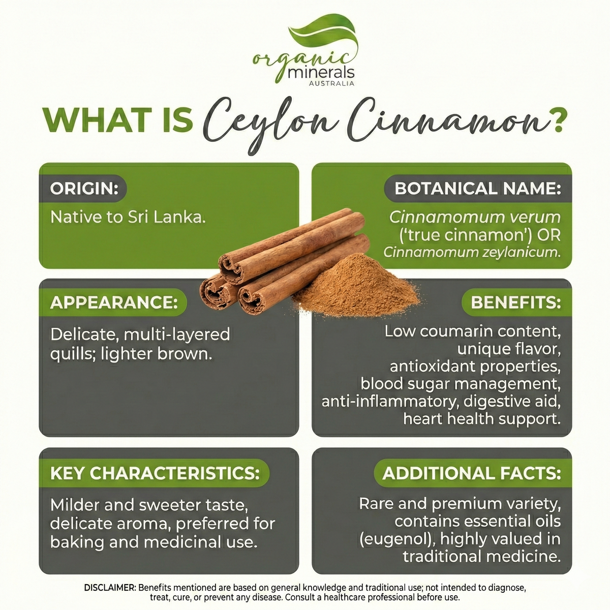 Organic True Ceylon Cinnamon Powder 45g, 100g, 250g, 500g, & 1kg ...