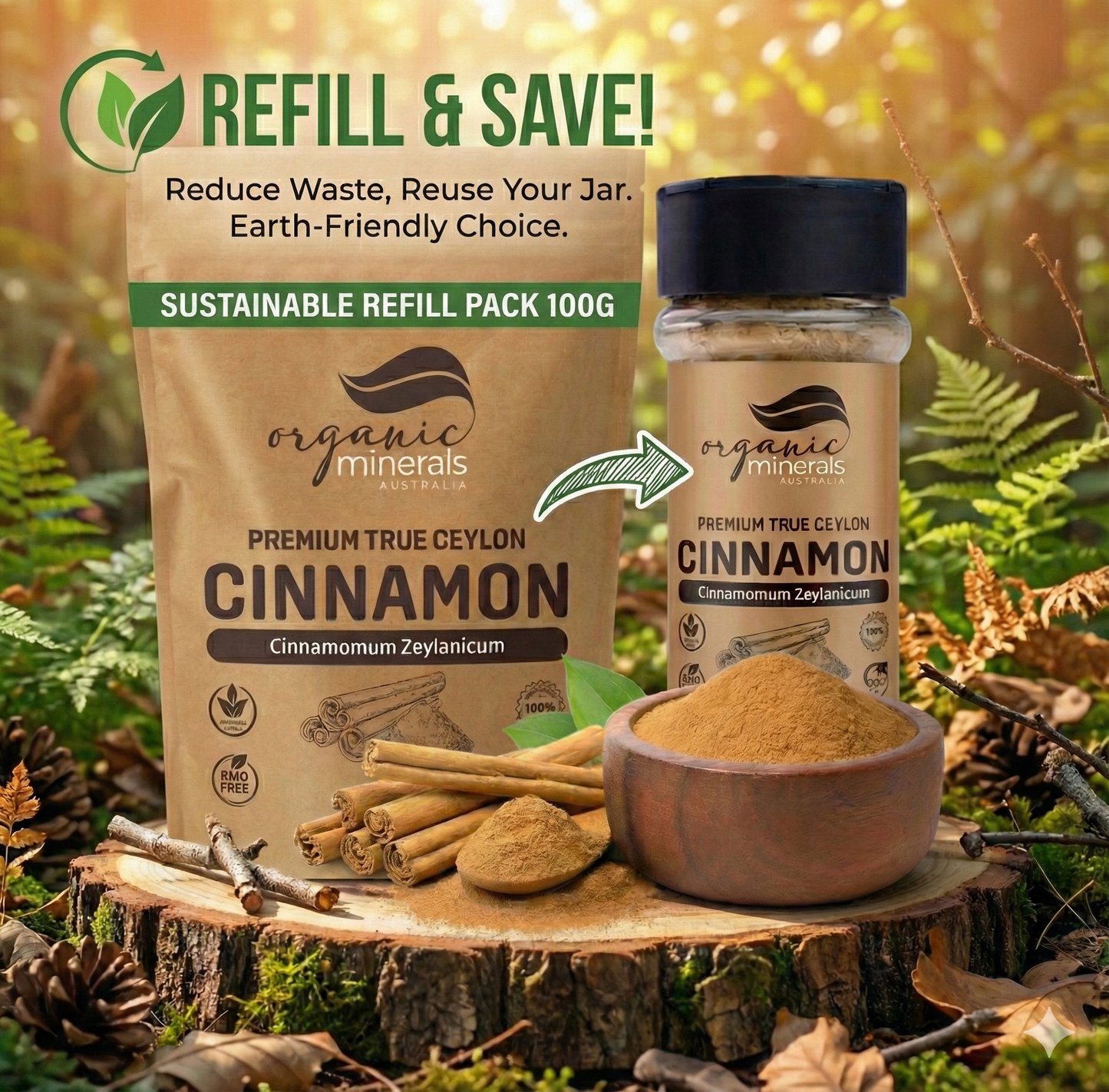 True Ceylon Cinnamon Powder Refill Pack 45g+100g